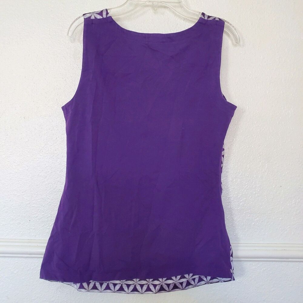 Ann Taylor Sleeveless Top Geometric Design, Purple Satin Womens Size XS - Picture 13 of 13